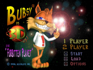 Bubsy 3D title screen for Playstation